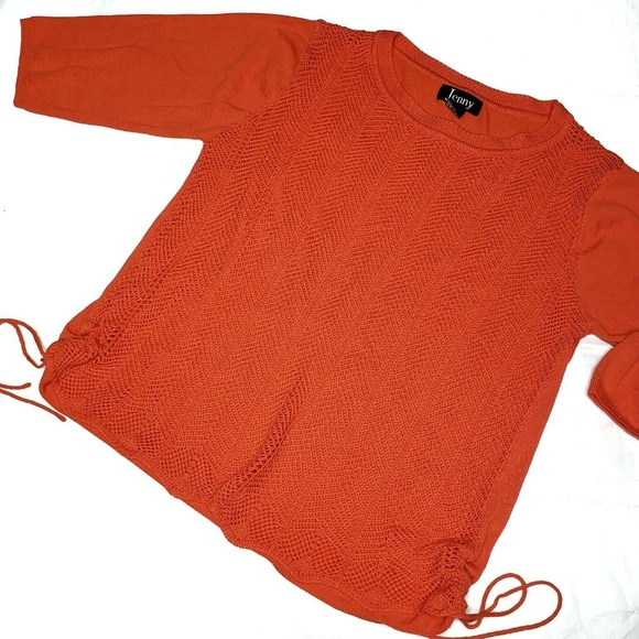 Orange Open Knit Sweater Size XL - Picture 4 of 6
